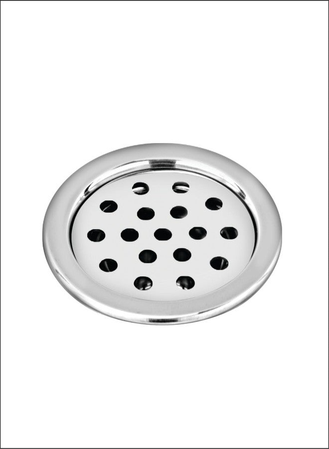 Sanjay Chilly Stainless Steel Round Floor Drain 4 Inch for Bathroom | Antique Design | Bathroom Floor Jali | Floor Trap Jali | Bathroom Drain Jali Waste Water Drainer (TOF Round Silver 4 INCH) - Image 1